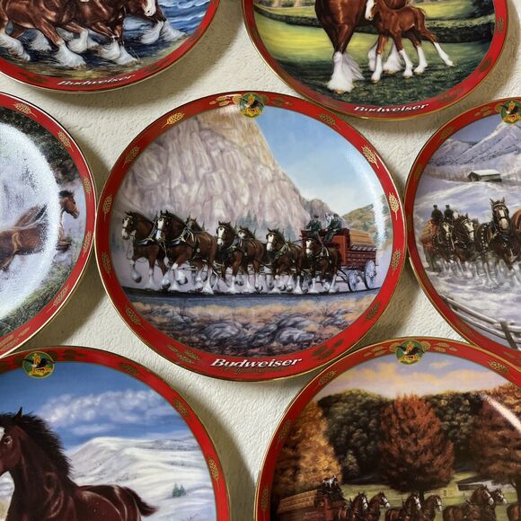 Lot of 7 Budweiser Clydesdales Collector Plates 1998 1999 2000 Winter Beach Farm - Picture 5 of 12